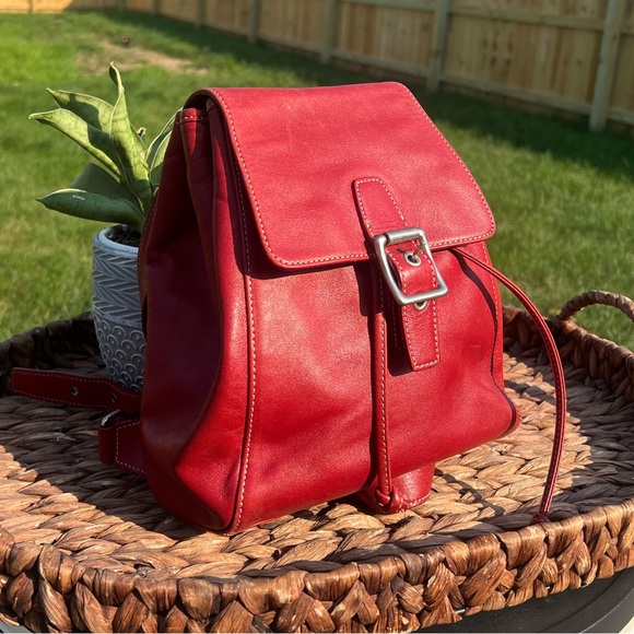 AUTH Vintage Coach Red Legacy Soft Small Backpack 9596 Y2K Purse - Picture 2 of 13
